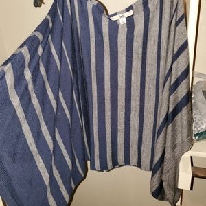 Navy and grey slit shoulder sweater